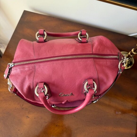 Coach F 15445 Ashley Leather Satchel Shoulder bag Handbag Pink Convertible Strap - Picture 3 of 14